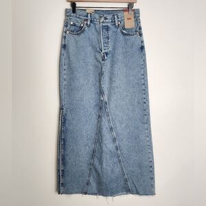 Levi's Classic Blue Denim Maxi Length Skirt Size 26 Streetwear Coastal Cowgirl